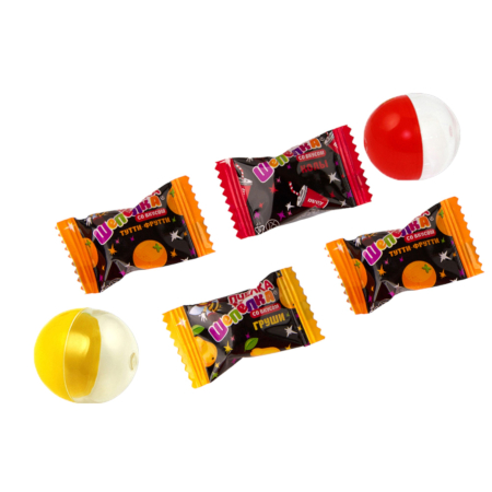 Карамель с кислой начинкой Пчелка-шепёлка  в капсулах 34х30 мм 250 шт/уп 