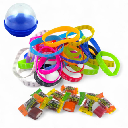 Игрушка с конфетой в капсуле 45 мм Сюрприз 100 шт/уп