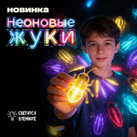 Игрушки в капсулах 53 мм "Жуки-светлячки" 50шт/уп