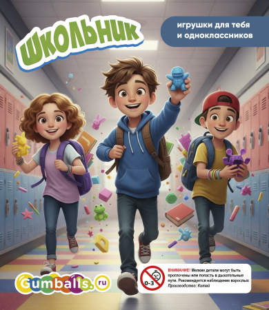 Дисплей для витрины ТА Small микс игрушек "Школьник", вар.2