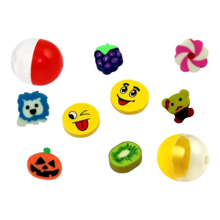 Игрушки в капсулах 34х30 мм Ластики