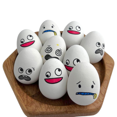Мячи прыгуны "Яйцо белое смайлики", 55х45 мм, 30 шт/уп 