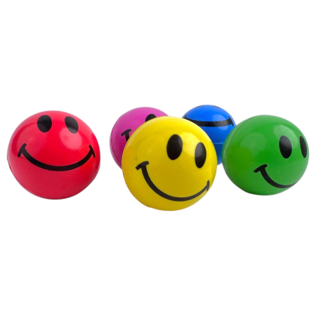 Мячи попрыгунчики Смайлики 45мм, набор 5 шт.