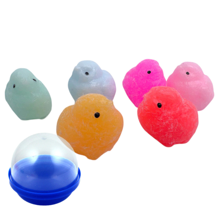 Игрушки в капсулах 45 мм Сквиш Цыплята 100 шт/уп