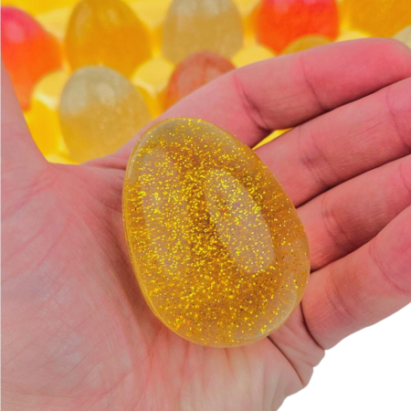 Мячи прыгуны "Яйцо цветное, с блестками (муляж)", 55х45 мм, 30 шт/уп 