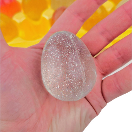 Мячи прыгуны "Яйцо цветное, с блестками (муляж)", 55х45 мм, 30 шт/уп 