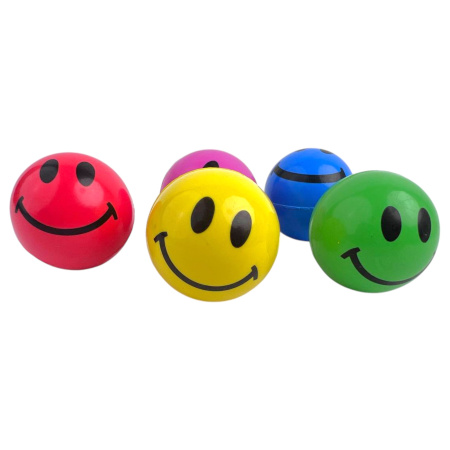 Мячи попрыгунчики Смайлики 45мм, набор 5 шт.