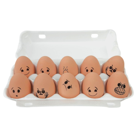 Мячи прыгуны "Яйцо коричневое смайлик (муляж)", 55х45 мм, 30 шт/уп 