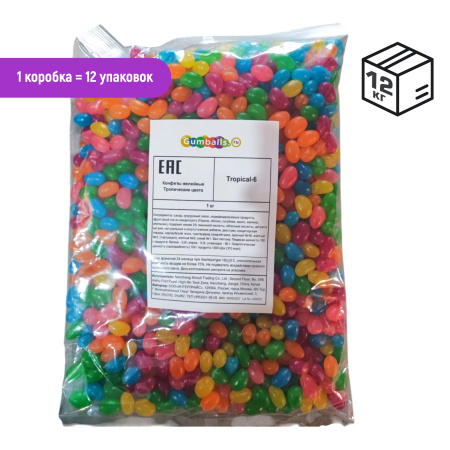 Конфеты желейные Тропические цвета коробка 12кг
