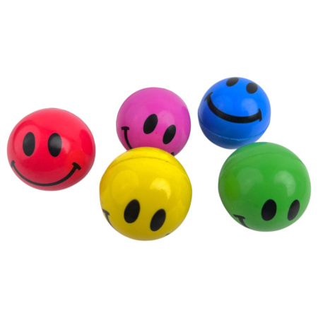 Мячи попрыгунчики Смайлики 45мм, набор 5 шт.