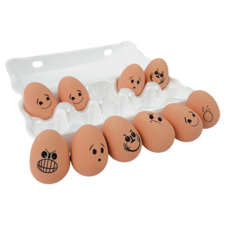 Мячи прыгуны "Яйцо коричневое смайлик (муляж)", 55х45 мм, 30 шт/уп 